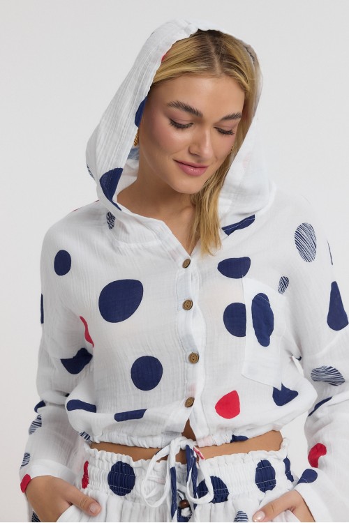  KAPÜŞONLU DÜĞMELİ CROP - 1165