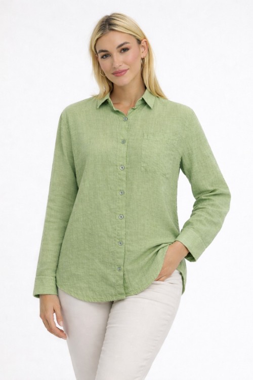 Linen Maria Gömlek-ÇAĞLA YEŞİLİ-1650 Linen Maria Gömlek-ÇAĞLA YEŞİLİ-1650