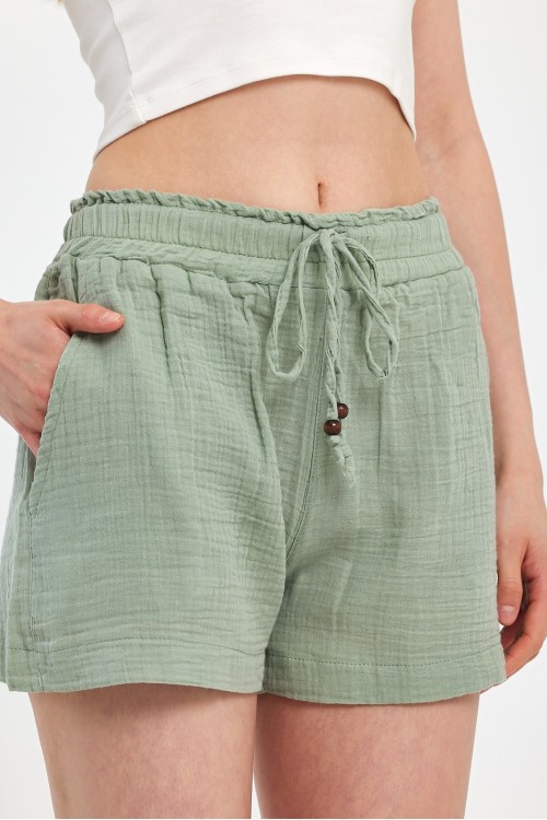 -Çağla Yeşili Müslin Mini Şort -2010