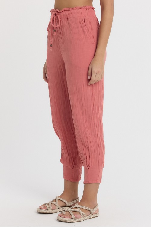 Kadın Müslin Özel Paça (Cennet) Gül Kurusu Pantolon