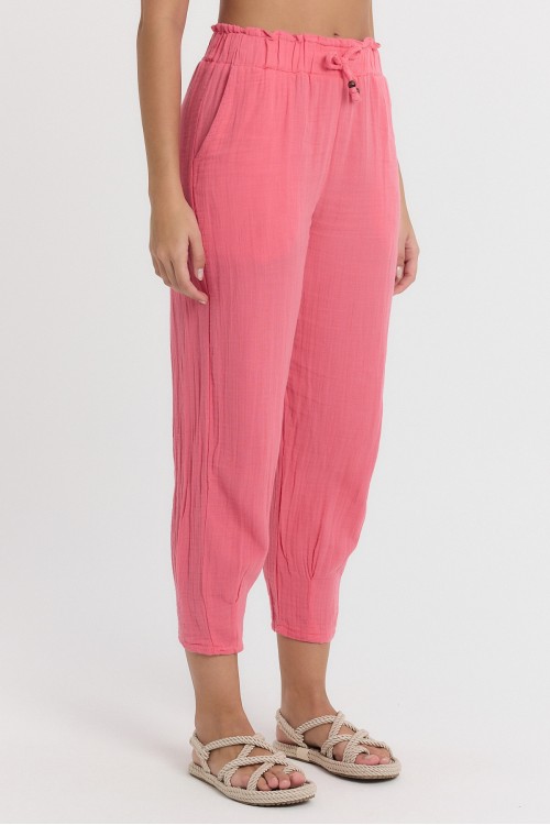 Kadın Müslin Özel Paça (Cennet) Pembe Pantolon