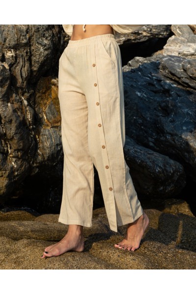 Şilebezi Düğmeli Pantolon Bej