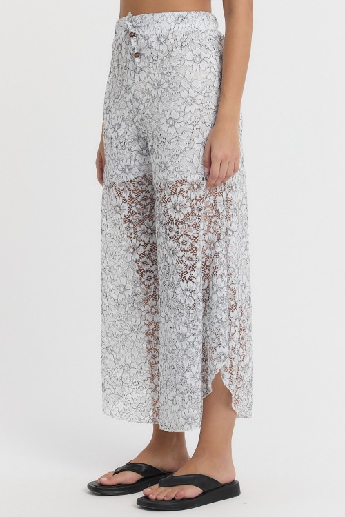  DANTELLİ PAPATYA DESEN ŞALVAR PANTOLON -2140