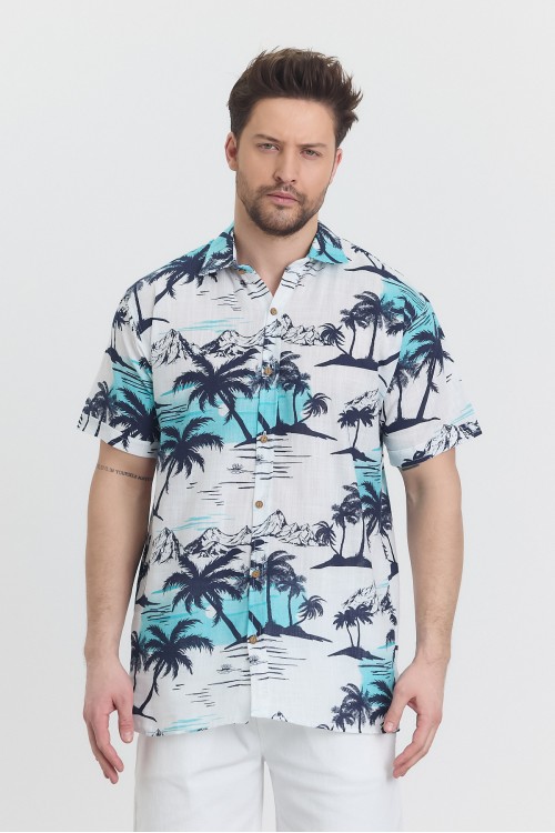 ERKEK ŞANTUKLU DUBAİİ DESENLİ  GÖMLEK -4663