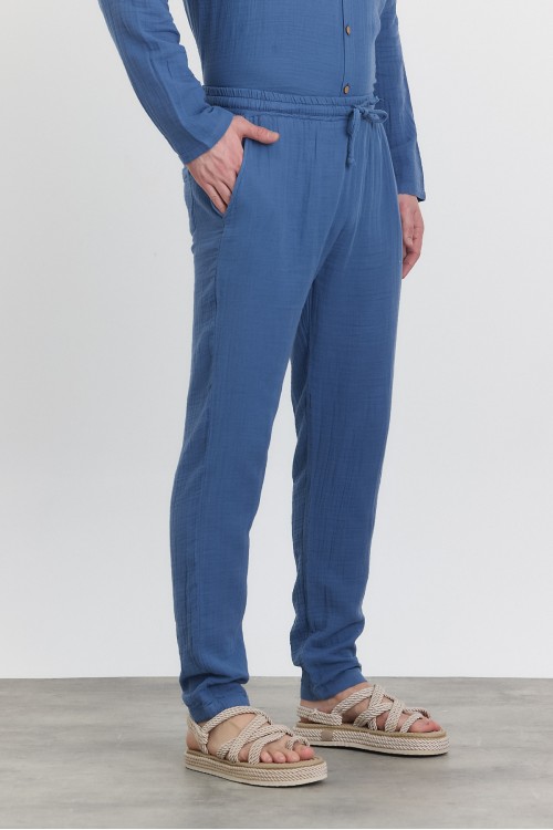 5040 - ERKEK MÜSLİN PANTOLON LACİVERT