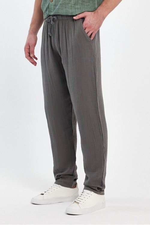 Erkek Müslin Klasik Antrasit Pantolon