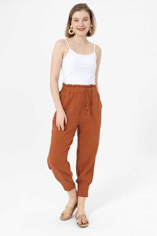Kadın Müslin Özel Paça (Cennet) Kiremit Pantolon
