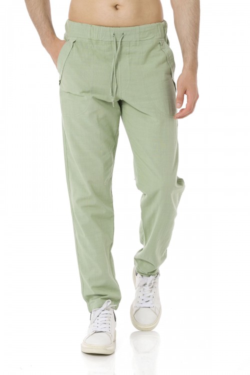 Erkek Keten Çağla Yeşili Pantolon