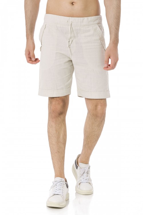 Erkek Keten Aura Krem Şort Erkek Keten Aura Krem Şort